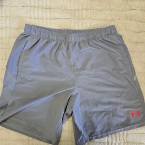 Under Armour Men's L Gray Training Gym Running Mesh Shorts EUC